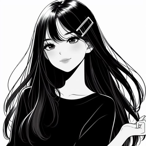 Ani̇me Gi̇rl Pfp Black Hair, Anime Girlies Black Hair, Anime Girlies Pfp Black, Black Anime Girlies, Anime Girlies For Profile, Anime Girlies Pfp, Black Anime Profile, Black And White Anime, Catwoman Comic