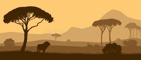 Savannah Tree Drawing, Savannah Illustration Landscape, Africa Landscape Illustration, Savana Landscape, Savanna Illustration, Savannah Background, Savannah Illustration, African Savannah Landscape, African Landscape Painting