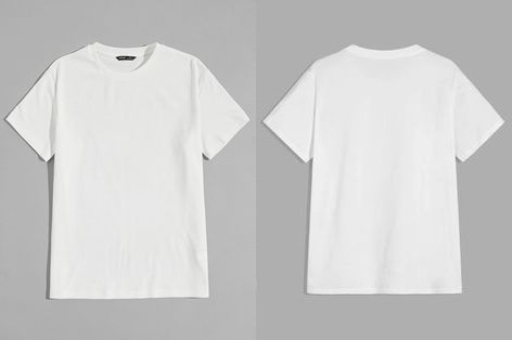 Plain White Tshirt Front And Back, Plain White Shirt Front And Back, Mockup Camisa, Oversized Tee Outfit, Plain Tee Shirts, Plain Black T Shirt, T Shirt Branca, Plain White Shirt, Plain White T Shirt