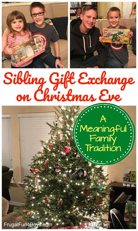 Sibling Gifts on Christmas Eve: A Meaningful Family Christmas Tradition – Frugal Fun For Boys and Girls Dragons Craft, Peg Nativity, Sibling Christmas Pictures, Straw Rockets, Diy Christmas Pictures, Christmas Jokes For Kids, Turtle Craft, Learning Log, Nerf Games