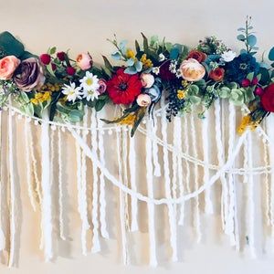 Floral Garland Floral Wall Hanging Floral Backdrop Bohemian | Etsy Wildflower Garland, Hanging Party Decor, Floral Wall Hanging, Flower Garland Wedding, Floral Wedding Decorations, Wedding Garland, Flower Garland, Diy Garland, Floral Garland