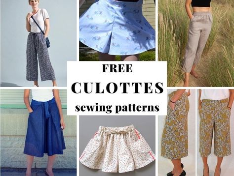 Culottes Pattern, Pants Pattern Free, Shorts Pattern Free, Wide Leg Pants Pattern, High Waisted Culottes, Pleated Culottes, Sewing Patterns For Women, Sewing Patterns Free Women, Diy Pants