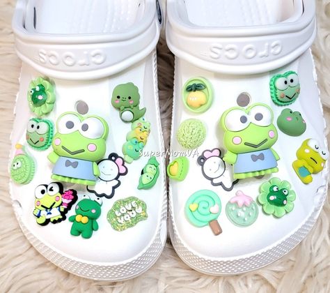 Keroppi crocs charm, Jibbitz charms, crocs shoe, kawaii Keroppi, sanrio, shoe accessories, cute gift, green frog, shoe charm, shoe accessories, gift for her, bday gift, diy Keroppi Shoes, Keroppi Gifts, Keroppi Accessories, Sanrio Jibbitz, Kawaii Keroppi, Croc Jibbitz Ideas, Frog Accessories, Crocs With Jibbitz, Micro Pig