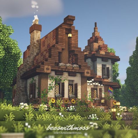 #minecraft #minecraftbuilds #minecraftaesthetic #cottagecore #mizunos16craft Cottagecore Minecraft Builds No Mods, Minecraft Houses Cottagecore, Minecraft House Layout, House Layout Ideas, Minecraft Cottagecore House, Minecraft Bedroom Ideas, Minecraft Cottage House, Minecraft Brick, Minecraft Cottagecore