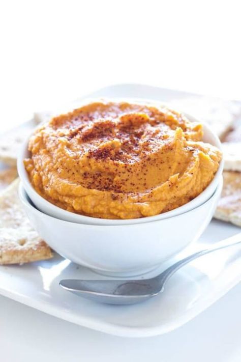 15 Hummus Recipes | Gimme Some Oven Flatbread Chips, Sweet Potato Dip, Pumpkin Hummus Recipe, Potato Hummus, Chicken Enchilada Dip, Sweet Potato Hummus, Thanksgiving Appetizers Easy, Pumpkin Hummus, Recipes Thanksgiving