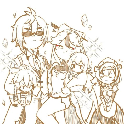 Zhongli And Ningguang Fanart, Genshin Geo Family, Genshin Impact Geo Family, Ningguang X Lumine, Aether X Ningguang, Geo Family, Elsword, Save The World, Cute Anime Couples