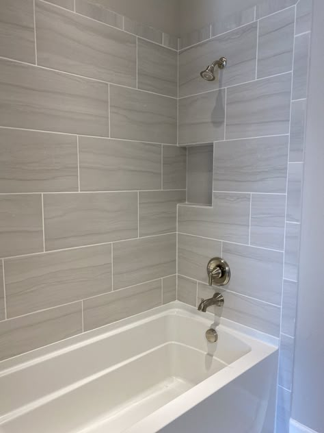 Bathtub Tile Surround, Easter Home Decor Ideas, Easter Home Decorations, Tile Around Bathtub, Bathroom Tub Remodel, Large Shower Tile, Bathtub Ideas, Bathtub Shower Combo, Tub Remodel