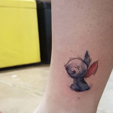 Stitch! ❤  #brasiliatattoofestival  #disney #disneytattoo Stitch Tattoo Ideas, Disney Stitch Tattoo, Lilo And Stitch Tattoo, Blue Ink Tattoos, Skin Color Tattoos, Whimsical Tattoos, Stitch Tattoo, Music Tattoo Designs, Tattoo Quotes For Women