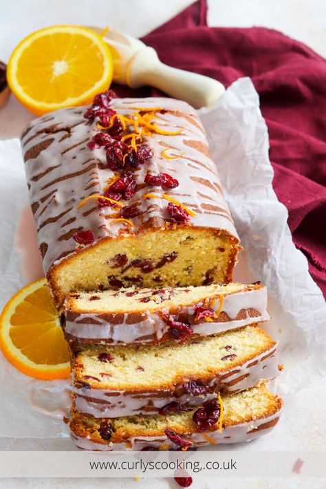 This Orange & Cranberry Loaf Cake has the delicious flavours of Winter in the form of a moist cake topped with a tasty drizzle. It is perfect for any gathering, especially over the Christmas period. Loaf Christmas Cake, Loaf Cake Christmas, Autumn Loaf Cake, Loaf Cake Flavours, Christmas Cake Loaf, Christmas Orange Cake, Christmas Loaf Cakes, Cranberry Loaf Cake, Orange Cranberry Loaf