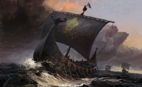 Viking Longboat, Viking Ships, Arte Viking, Art Viking, Navi A Vela, Ancient Mariner, Nordic Vikings, Norse Tattoo, Asoiaf Art