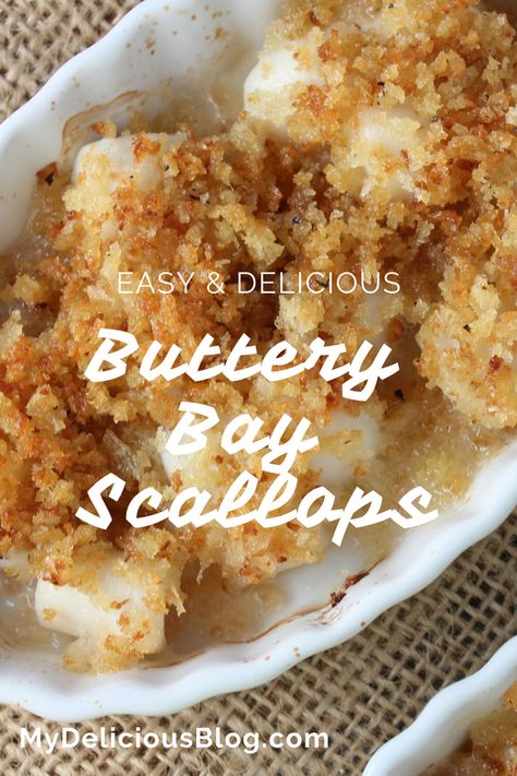 Buttery Bay Scallops Casserole | My Delicious Blog Scallop And Shrimp Casserole, Bay Scallops And Shrimp Recipes, Broiled Bay Scallops, Patagonia Scallops Recipes, Bay Scallops Sauteed, Baked Bay Scallop Recipes, Recipes With Bay Scallops, Frozen Bay Scallop Recipes, Baked Scallops With Ritz Crackers