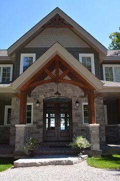 Front entryway double doors and arched beam Craftsman Entryway Exterior, Double Door Entryway Exterior, Front Entryway Ideas Exterior, Entryway Exterior, Craftsman Columns, Craftsman Front Doors, Double Door Entryway, Rustic Front Door, Double Doors Exterior