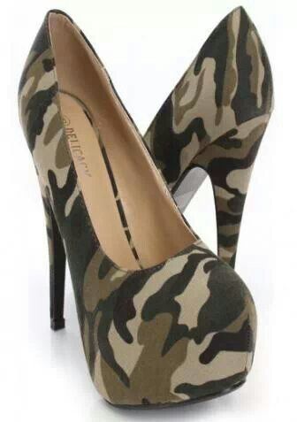 Camo heels...get in gear! www.destinysbox.com Camo High Heels, Camo Heels, Heel Sandals Outfit, Platform Pumps Heels, Camo Shoes, Pump Heels, Prom Heels, Fancy Shoes, Prom Shoes