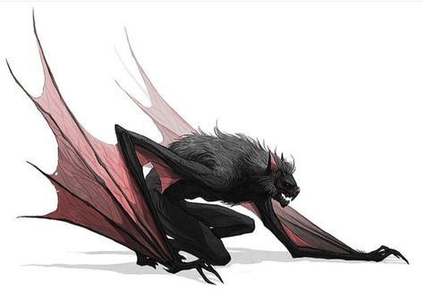 Werebat Arte Zombie, Cool Monsters, Fantasy Beasts, Vampire Bat, Monster Concept Art, Creature Drawings, Fantasy Creatures Art, Fantasy Monster, Mythical Creatures Art