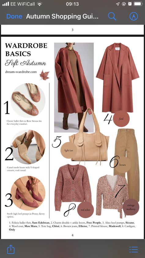 Soft Natural True Autumn, Soft Autumn Winter Wardrobe, Soft Autumn Romantic Style, Soft Autumn Shoes, Warm Autumn Summer Outfits, Soft Autumn Color Palette Makeup, Muted Autumn Outfit, Soft Autumn Winter Outfits, Soft Autumn Outfit Ideas