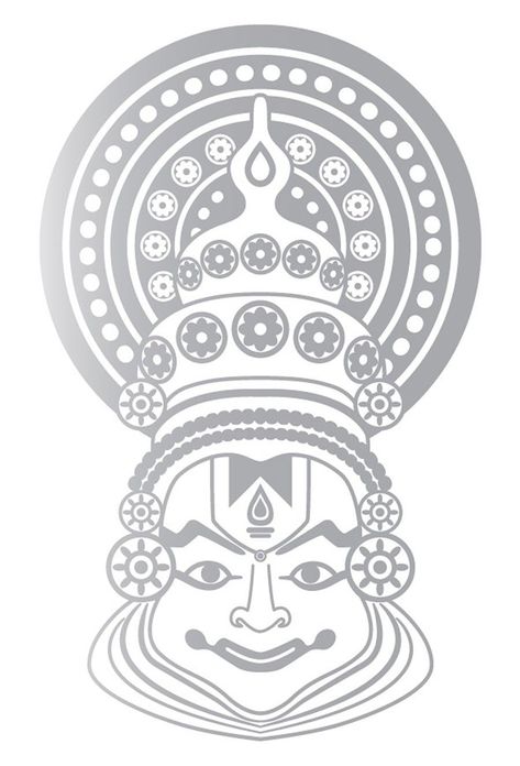 Keralapiravi Poster Drawing, Kathakali Face Drawing Easy, Kathakali Outline, Kerala Mural Art Design, Kadakali Drawing, Kathakali Mandala Art, Kalasam Drawing, Mural Pencil Drawing, Kathakali Face Drawing Outline