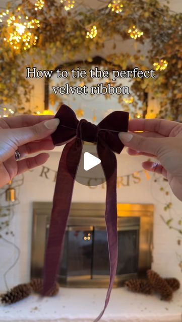 Wendy on Instagram: "Here’s how to tie the perfect double looped velvet ribbon. Consider adding bows to your decor this year. I love how this simple DIY can freshen up your holiday decor without breaking the bank. You can choose any colour of ribbon you like and you can make them as small or as big as you want! 

Comment SHOP for the links to pretty ribbons that would look great for this DIY. 

Hi I’m Wendy. I like Christmas and DIYs. Like really really like Christmas. Welcome to my series, the 24 days of Christmas diys, recipes and activities. 

Welcome to day one. 

Here’s how you tie the perfect ribbon. 

Take 3 feet of ribbon and hold it in the palm of your left hand. Flip your hand over and bring the ribbon over your thumb. Now make a figure 8 and weave under your pointer finger. Turn How Long To Cut Ribbon For Wreath, Tie Velvet Ribbon Bow, Tie A Double Bow With Ribbon, Tying Small Bows, How To Tie Velvet Ribbon Bow On Tree, Diy Ribbons For Christmas Tree, Tying Velvet Ribbon, How To Make Velvet Bows For Christmas Tree, How To Tie Ribbon On Ornaments