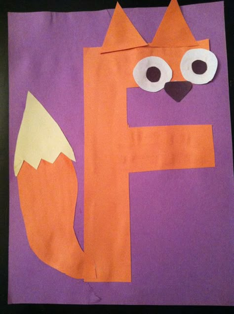 Letter of the Week Crafts for Preschoolers (Part 1) - Mommyhooding Letter F Craft, Preschool Letter Crafts, Abc Crafts, The Letter F, Alphabet Letter Crafts, Abc Art, Fox Crafts, Preschool Projects, Alfabet Letters