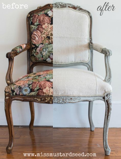 Reupholster Chair Dining, Nintendo Console, Chair Parts, Reupholster Chair, Miss Mustard Seed, Reupholster Furniture, Chair Makeover, French Chairs, Living Room On A Budget