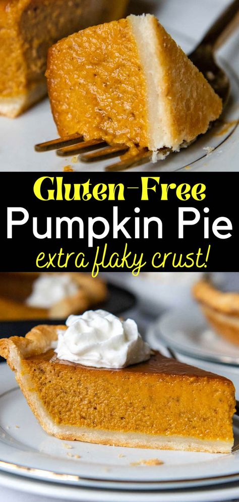 Perfected Gluten-Free Pumpkin Pie (Easy, Homemade) Gluten Free Pie Crust For Pumpkin Pie, Flaky Gluten Free Pie Crust, Pumpkin Pie Gluten Free Dairy Free, Homemade Gluten Free Pie Crust, Crust Free Pumpkin Pie, Gluten Free Pumpkin Pie Recipe Easy, Best Gluten Free Pumpkin Pie, Gluten Free Dairy Free Pie Crust Recipe, Pie Crust Recipe Gluten Free