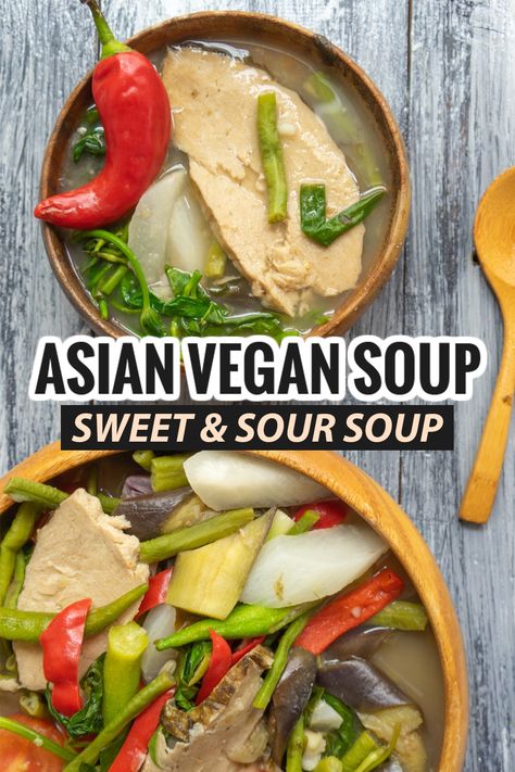 Vegan Sinigang, Vegetarian Fish, Filipino Soup, Sinigang Recipe, Sweet And Sour Soup, Soy Salmon, Salmon Vegetables, Great Vegan Recipes, Fish Salmon