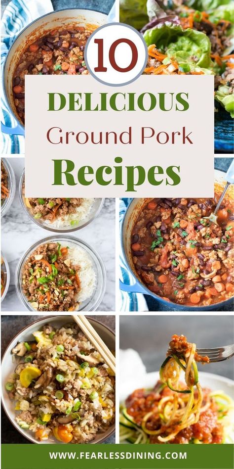 Here are the best 10 ground pork dinner recipes. They are easy to make, and full of flavor. These are great recipes for busy weeknights. Ground pork is a great budget meat if you are keeping grocery costs low. fearlessdining Easy Minced Pork Recipes, Ground Pork Loin Recipes, Pork Dinners Healthy, Dishes With Ground Pork, Things To Do With Ground Pork, What To Make With Ground Pork Meals, Ground Pork Healthy Recipes, Easy Dinner Recipes Ground Pork, Ground Pork Sausage Crockpot Recipes