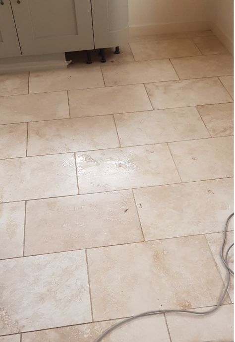 Filling and Polishing a Pitted Travertine Kitchen Floor near Sheffield Herringbone Travertine Floor, Travertine Checkered Floor, Travertine Kitchen Floors, Travertine Tiles Kitchen, Tumbled Limestone Flooring, Fossil Limestone Floor, Silver Tumbled Travertine, Travertine Floors, Clean Tile