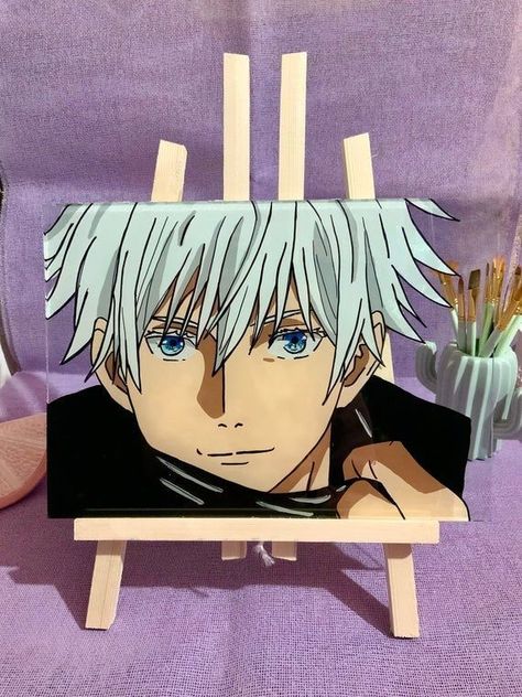 Anime Glass Painting, Gojo Anime, Anime Canvas Painting, Painting Anime, All Things Work Together, Glass Paintings, Picnic Ideas, Simple Canvas Paintings, Anime Canvas Art