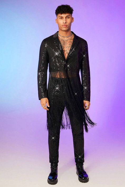 It very stylish and feels great. These Fits perfectly. Good quality and very comfortable. #men #sequin #shiny #party #clubwear #sets Mens Glitter Outfit, Mardi Gras Men Outfit, Male Burlesque Outfit, Star Suit Men, Glitz And Glam Party Outfit Men, Glam Party Outfit, Salsa Outfit, Funny Celebrity Pics, Beyonce Concert