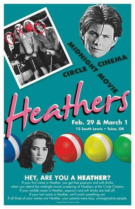 Heathers Heathers Poster, Heathers Quotes, Veronica Heathers, Heathers 1988, Heathers Wallpaper, Jd Heathers, Jd And Veronica, Heathers Movie, Musicals Funny