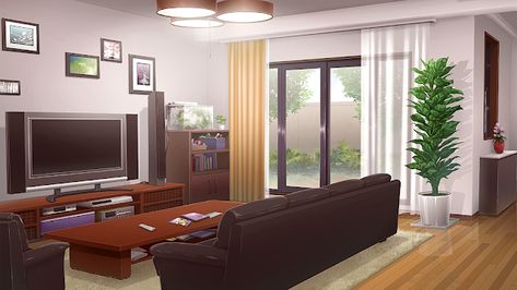 Living Room Anime, Anime Living Room, Room Anime, Mansion Living, Japanese Living Room, Salas Living Room, Anime Landscape, Anime House, Background Landscape