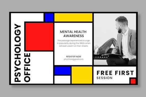 Free vectors, photos, and PSD downloads | Freepik Mondrian Layout Design, Mondrian Layout, Psychology Office, Mondrian Art, About Psychology, Poster Design Layout, Data Design, Portfolio Design Layout, Logotype Design