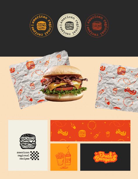 Branding concept| Brand identity | Burger, Fastfood by maripro. customlogo #graphicdesignweek #logodesignapp #modernlogo〽️. Cafe Layout Design, Cafe Layout, Burger Branding, Burger Packaging, Food Brand Logos, Recipes Chili, Logo Design Graphics, Pasta Bread, Fast Food Logos