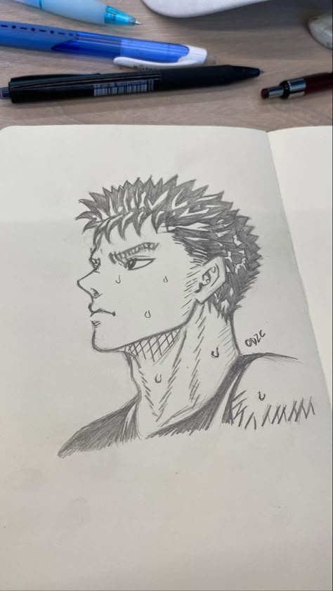 Guts Drawing Tutorial, Guts Easy Drawing, Guts Drawing Reference, Berserk Drawing Easy, Berserk Drawings, Dream Core Drawings, How To Draw Guts, Berserk Sketch, Guts Sketch