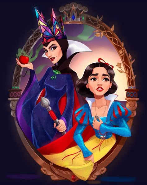 Snow White Live Action, Disney Twisted Tales, Queen Grimhilde, Snow White Evil Queen, Walt Disney Princesses, Evil Disney, Pocket Princesses, Barbie Drawing, Disney Princess Artwork