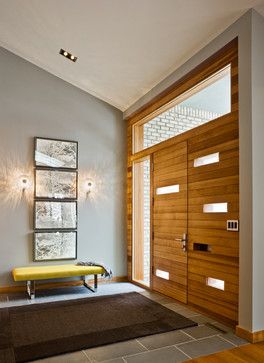 Modern Home Design Ideas, Pictures, Remodel, and Decor - page 5 Mid Century Modern Interior Doors, Modern Foyer Design, Pintu Interior, Foyer Furniture, Modern Foyer, Design Hall, Modern Entry, Modern Entrance, Entry Design