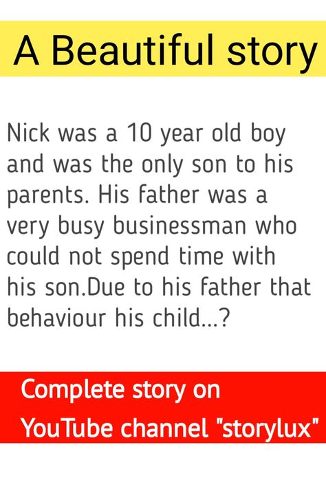 Short inspirational stories, inspirational stories, inspiring story,moral story,short motivational stories in English,short inspirational stories An amazing Heart touching story that would make you cryRespect your child Relationship advice How to deal with relationship How to have string relationship Inspirational story.The true value of life.Motivational story.Never ignore a person who loves you and cares for you.This story will tears in your eyes moral stories Short inspirational stories about Motivational Stories In English, Small Story With Moral, Short Motivational Stories, Motivational Stories Inspirational, Moral Lesson, Small Stories For Kids, Stories With Moral Lessons, Motivational Short Stories, Very Short Stories