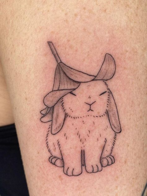 Yin Yang Bunny Tattoo, Bunny Flower Tattoo, Cute Bunny Tattoo, Little Prince Tattoo, Crochet Tattoo, Hat Tattoo, Prince Tattoos, Garden Tattoos, Cute Tats