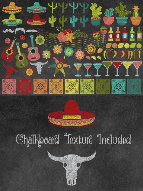 Mexican Chalkboard Art, Fiesta Background Design, Fiesta Chalkboard Art, Mexican Restaurant Chalkboard Ideas, Taco Bar Chalkboard Sign, Taco Chalkboard Sign, Fiesta Poster Design, Chalkboard Hand Lettering, Chalkboard Texture