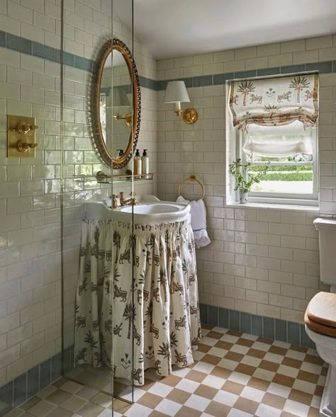 The Expert (@theexpert) • Instagram photos and videos Bathroom Sink Skirt, Edwardian Bathroom, Wallpaper And Trim, Bathroom French Country, Sink Skirt, Cottage Bath, Were Expecting, Deco Bathroom, Small Toilet