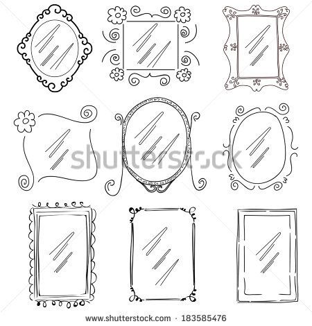 How To Draw A Mirror, Mirror Doodle, Mirror Drawings, Trick Art, Aesthetic Drawings, Framed Tattoo, Arte Doodle, Recipe Drawing, Doodle Frame