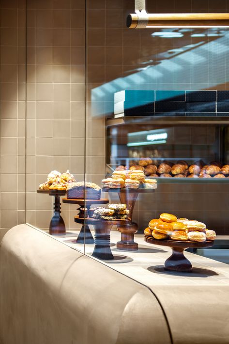 Bakery Window Display, Australian Bakery, Cafe Design Inspiration, Modern Bakery, Modern Coffee Shop, Pastry Display, Cafe Counter, Bakery Interior, Bakery Design Interior