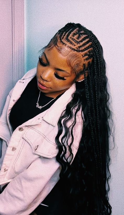 Braided Hairstyles For Black Women Cornrows, Sew In Hairstyles, Cute Braids, Braids Hairstyles For Black Women, Black Ponytail Hairstyles, Cute Box Braids, Feed In Braids Hairstyles, Birthday Hairstyles, Girl Braided Hairstyles