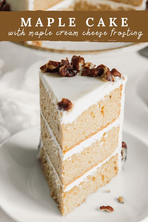 Apple Cake With Maple Buttercream, Maple Pecan Frosting, Vanilla Maple Cake, Maple Layer Cake, Maple Cake Pops, Maple Wedding Cake, Maple Cake Donut Recipe, Maple Syrup Cake Recipes, Chocolate Maple Cake