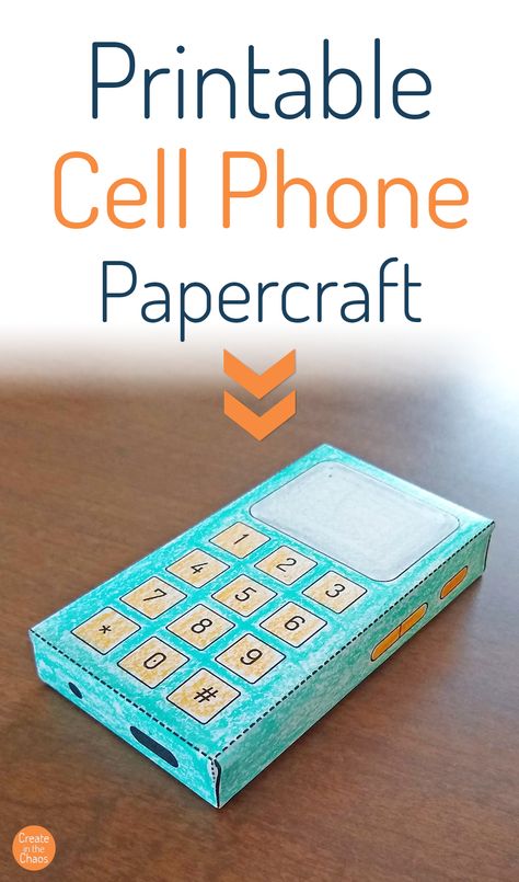 Printable Cell Phone Papercraft for Kids - Create in the Chaos Technology Crafts, Phone Book Craft Ideas, Technology Crafts For Kids, Phone Craft Preschool, Play Phone, My Address Preschool Activities, Phone Printable, Phone Paper, Cardboard Phone Template