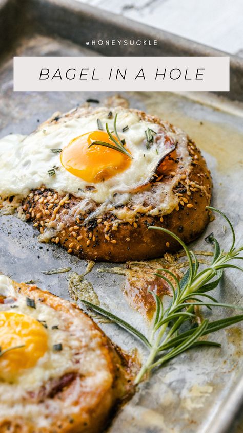 Egg in a (Bagel) Hole — Honeysuckle Lake Meals, Egg Bagel, Egg In A Hole, Oatmeal Breakfast Cookies, Cream Of Wheat, Over Easy Eggs, Breakfast Bagel, Ham Sandwiches, Bagel Sandwich