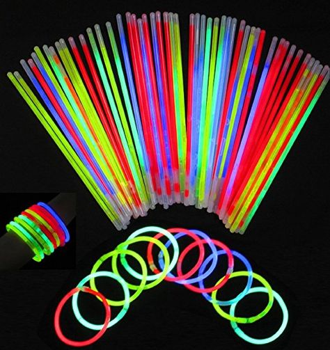 Glowsticks, Vivii 100 Light up Toys Glow Stick Bracelets Mixed Colors Party Favors Supplies (Tube of 100) Neon Party Supplies, Glow Stick Party, Neon Bracelets, Roller Skating Party, Trolls Birthday Party, Full Moon Party, Neon Birthday, Troll Party, Glow Stick