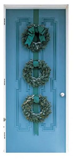 Double Wreath Front Door, Three Wreaths On Wall, 3 Wreaths For Front Door Christmas, Double Christmas Wreaths, Triple Wreaths On Front Door, Three Wreaths On Front Door, 3 Wreaths For Front Door, Double Wreath Ideas, Double Wreaths For Front Door