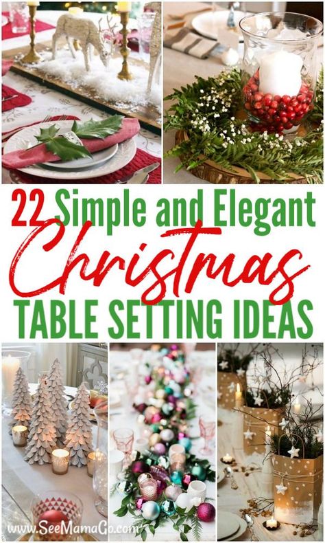 Festive Table Setting Xmas, Womens Christmas Dinner Table, Christmas Table Decorations For Round Tables, Easy Christmas Tablescapes Simple, Christmas Tablescapes For Round Tables, How To Set Christmas Table, Simple Tablescapes For Christmas, Dining Table Set Up For Christmas, Fancy Christmas Table Decor