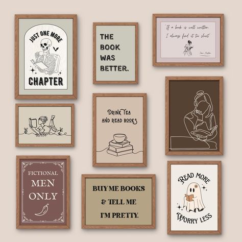 📖BOOK LOVER GALLERY WALL📖 All prints available in A3, A4, and A5! #booklover #bookish #booktok #booksayings #bookquotes #reading #readmorebooks #readreadread #readingtime #readingaddict #readingcommunity #blookclub #bookprints #walldecor #gallerywall #bookart #decor #bookdecor #booklovers #bookworms #print #digitalprint #digitalprintshop Reading Posters, Literary Art, Book Prints, Gift For Book Lover, Book Nerd Problems, Literature Art, Girl Reading, Book Display, Read Book